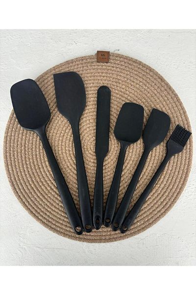 PEKİBU Set of 6 Black Silicone Spatulas