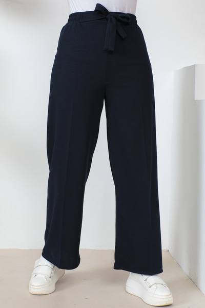 İmajButik Navy Blue High Waist Wide Leg Trousers