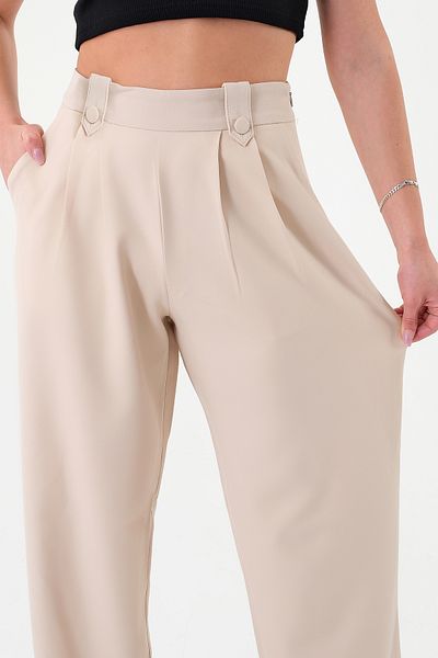 Hazel Women's Stone Buttoned High Waist Palazzo Pants