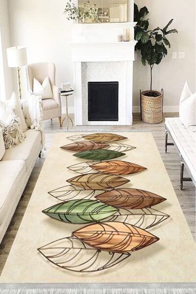 MOTTO HALI Floral Eko Punto Kaymaz Tabanlı Yıkanabilir Antibakteriyel Dijital...