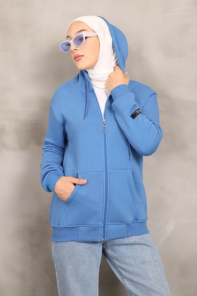 İmajButik Φούτερ με κουκούλα Indigo με τρεις κλωστές