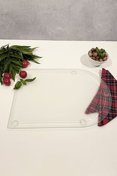 Decorita Satina Glass Cutting Board - Oval Edge, 25cm x 35cm, Patented Product
