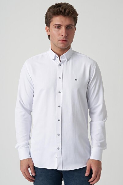 White Stone Aveiro G2513 Slim Fit Patterned Shirt White