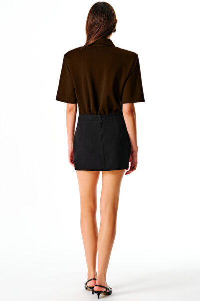 Love On Friday Anina Polo Neck Padded Bodysuit (Brown)