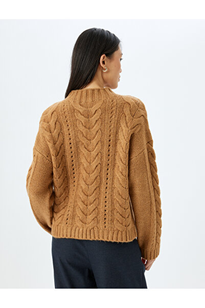 Koton Lehký pletený svetr s dlouhým rukávem a límečkem do vlasů s měkkou texturou