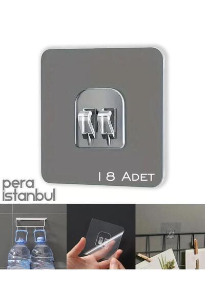 18Pcs Super Strong Transparent Frame Hanger Unscarred Wall Adhesive Kitchen Bathroom Shelf Holder Accessory