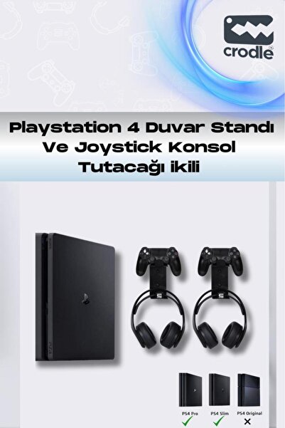 Crodle 3'lü Fırsat Ps4 Slim Ve Ps4 Pro Için Duvar Standı Ve Joystick Konsol T...