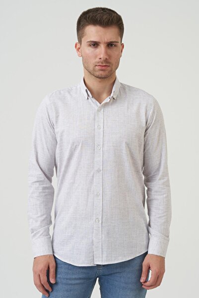 White Stone Dubbo Regular Fit G2006 Cotton Linen Shirt Coffee