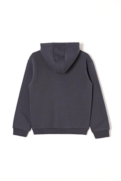 zepkids Ανδρική παιδική φόρμα με κουκούλα με μακρυμάνικο γράμματα σε χρώμα Anthracite