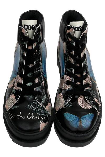 Dogo Γυναικείες Vegan Δερμάτινες Μαύρες Μπότες - Be The Change Design