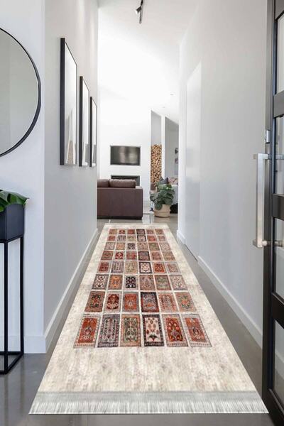 MOTTO HALI Otantik Westa Yolluk Kaymaz Tabanlı Yıkanabilir Antibakteriyel Dij...