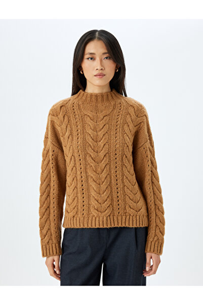 Koton Lehký pletený svetr s dlouhým rukávem a límečkem do vlasů s měkkou texturou