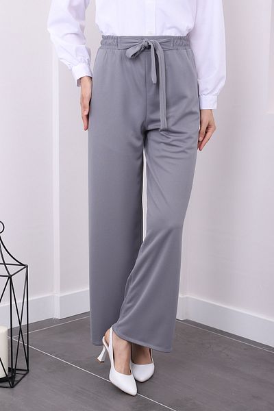İmajButik High Waist and Wide Leg Gray Trousers