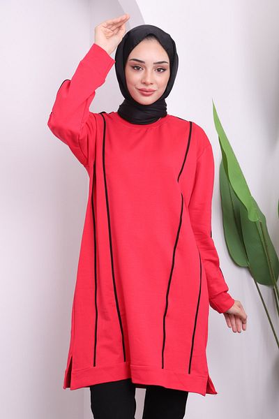 İmajButik Φούξια χιτώνα με δύο κλωστές με μπροστινή ρίγα