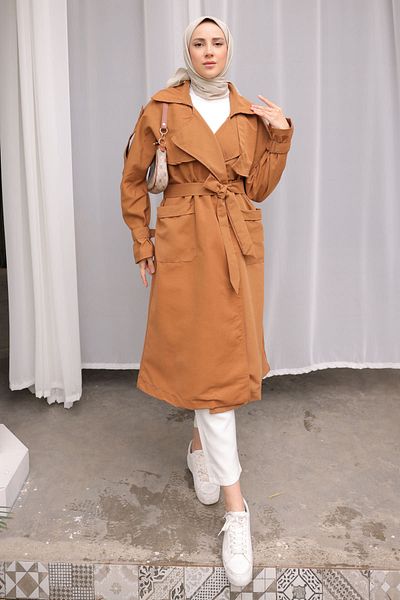 İmajButik Trench cu guler dublu cu mâneci pe umeri