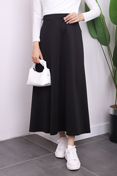 İmajButik Black Scuba Flared Skirt