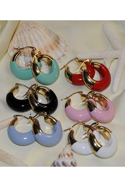 İPAR AKSESUAR MİNELİ TAM HALKA METAL GOLD YEŞİL KÜPE