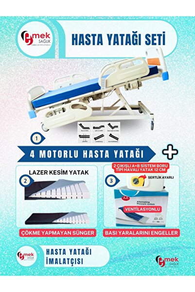 emek sağlık 4Motorlu Full ABS Hasta Karyolası+Lazer Kesim Yatak+2Çıkışlı ABsi...