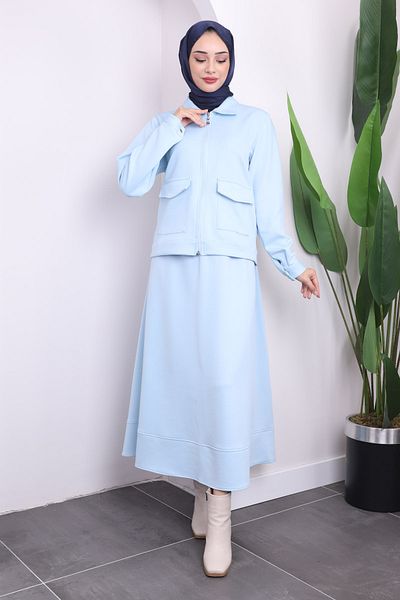 İmajButik Baby Blue Σετ κατάδυσης με φούστα με φερμουάρ
