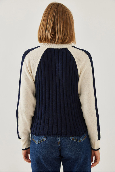 Bianco Lucci Kadın Fermuarlı Triko Kazak 20247510