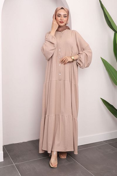 İmajButik Layered Mink Dress - Elastic Sleeve and Skirt