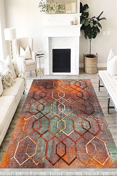 MOTTO HALI Modern Punto Kaymaz Dot Tabanlı Yıkanabilir Antibakteriyel Dijital...