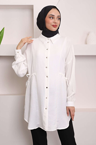 İmajButik Τούνικ - Λευκό με Λεπτομέρεια στο Πλαϊνό