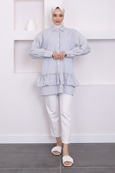 İmajButik Μπλε ριγέ τουνίκ - Πέρλα Φούστα