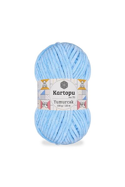 Kartopu Yumurcak Velvet Hand Knitting Floss Color Code: K540 Baby Blue