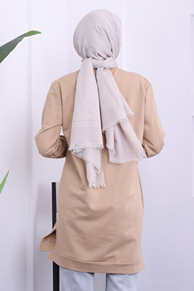 İmajButik Mink Denim Detailed Crew Neck Two Thread Tunic