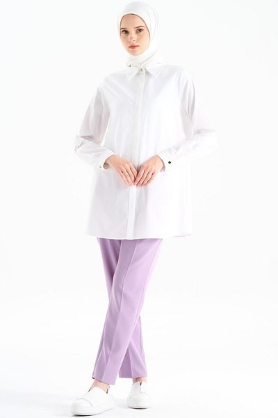 Tuğba Powder Colored Elastic Waist Carrot Trousers