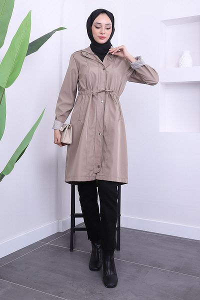 İmajButik Καμπαρντίνα με κορδόνι μέσης βιζόν