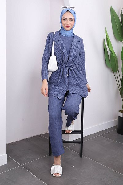 İmajButik Indigo Jacket and Trousers Set - Set of Three