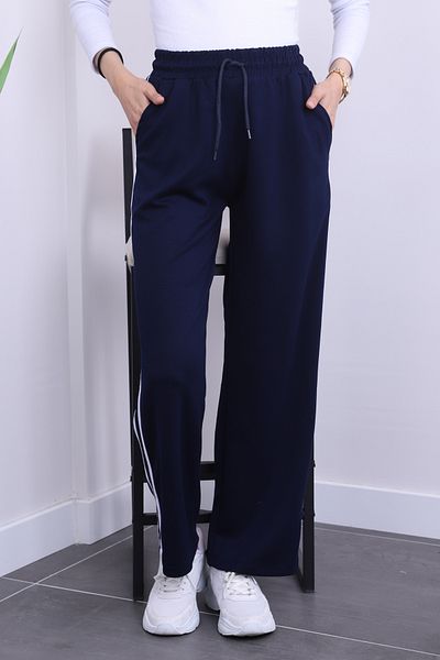 İmajButik Μπλε Navy Elastic Waist Modal Sweatpants