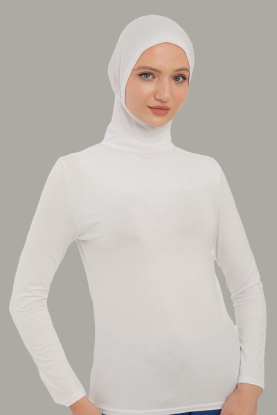 Sonbaharmoda Γυναικείο μακρυμάνικο κορμάκι με γιακά μπονέ Full badi ψηλό λαιμό Lycra χτενισμένο βαμβάκι