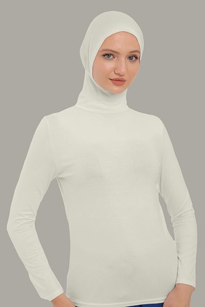 Sonbaharmoda Γυναικείο μακρυμάνικο κορμάκι με γιακά μπονέ Full badi ψηλό λαιμό Lycra χτενισμένο βαμβάκι