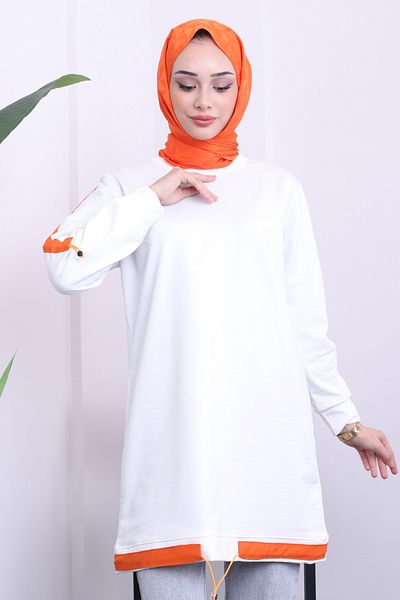 İmajButik Ecru Two Thread Tunic with Elastic Hem