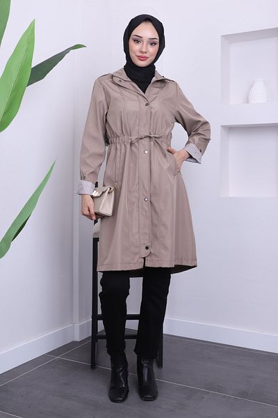 İmajButik Καμπαρντίνα με κορδόνι μέσης βιζόν