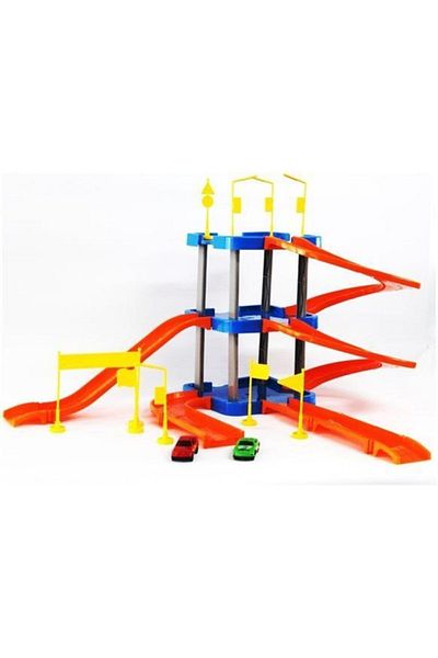 Erdem Oyuncak Erdem Car Parking Set 3 Tiers 41 Pieces Super Garage with Traffic Accessories and Trolley Game Set Super Toy
