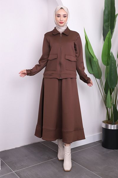 İmajButik Καφέ Σετ κατάδυσης με φερμουάρ και φούστα