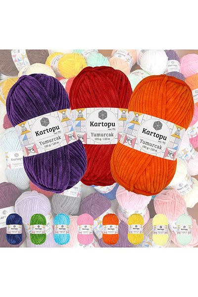 Kartopu Yumurcak Velvet Hand Knitting Floss Color Code: K335 Purple Yellow