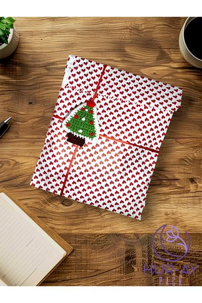 HUR-AY PACK Heart Printed / Envelope Type Paper Gift Bag / White Top Red / 15X24Cm / 30 Pieces