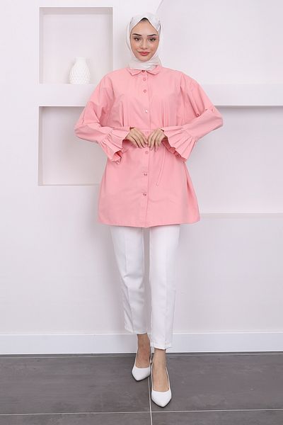 İmajButik Stringed Sleeve and Powder Waist Detailed Tunic