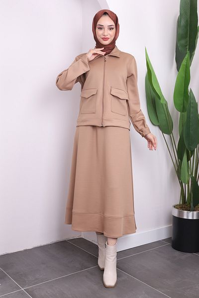 İmajButik Σετ κατάδυσης με φούστα με φερμουάρ Mink