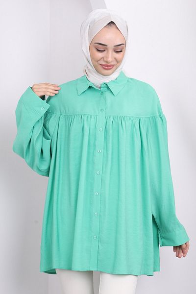 İmajButik Πράσινο casual πουκάμισο - Σχέδιο ρόμπας