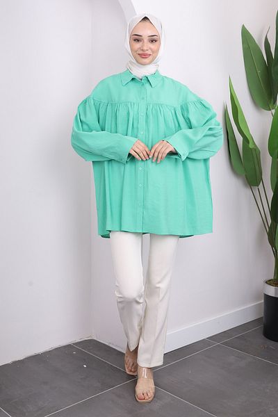 İmajButik Πράσινο casual πουκάμισο - Σχέδιο ρόμπας
