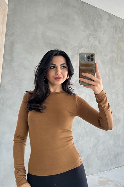 Seda Yalçın Atelier Camel Loire Long Sleeve Crew Neck Body