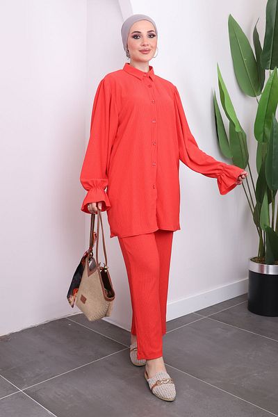 İmajButik Pomegranate Flower Patterned - Wrapped Sleeve Detailed Set