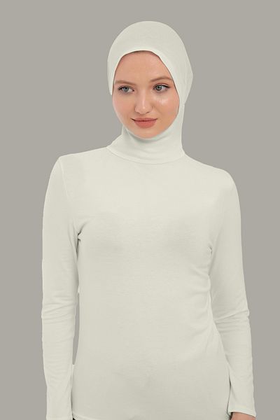Sonbaharmoda Γυναικείο μακρυμάνικο κορμάκι με γιακά μπονέ Full badi ψηλό λαιμό Lycra χτενισμένο βαμβάκι