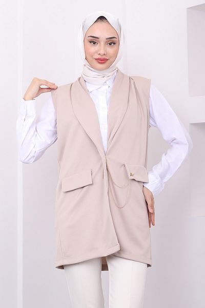 İmajButik Μπεζ γιλέκο - Λεπτομέρεια αλυσίδας